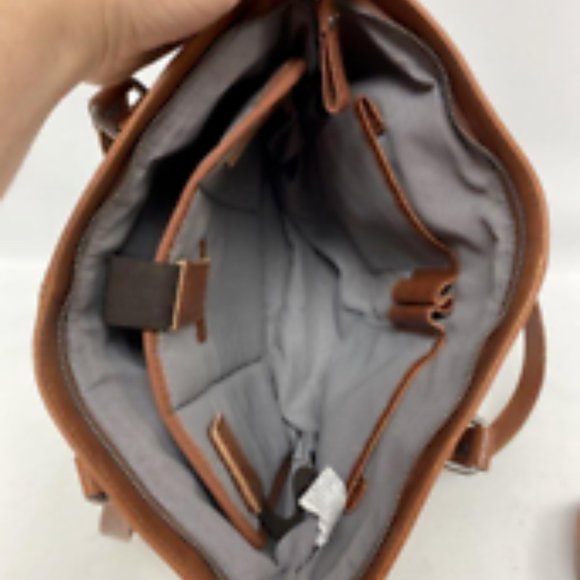 Spikes and Sparrows Women's Brown Leather Shoulder Tote Bag w/ Removeable Strap - Picture 5 of 7